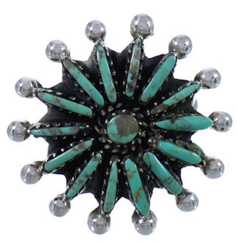 Turquoise Needlepoint Sterling Silver Ring Size 4-1/2 AX87431